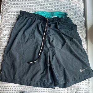 Nike Gray Dri-Fit shorts with green lining